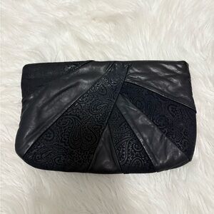 Vintage Dark Navy Leather Clutch Bag